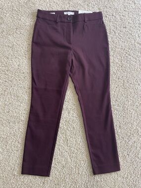 Loft Petite Maroon Sutton Skinny Dress Pants